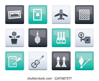 Hobby, Leisure and Holiday objects over color background - Vector Illustration