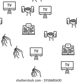 Hobby Leisure Time Vector Seamless Pattern Thin Line Illustration