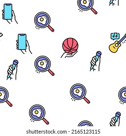 Hobby Leisure Time Vector Seamless Pattern Thin Line Illustration