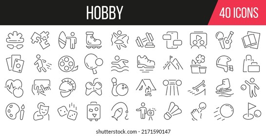 Hobby line icons collection. Set of simple icons. Vector illustration