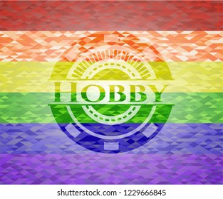 Hobby on mosaic background with the colors of the LGBT flag