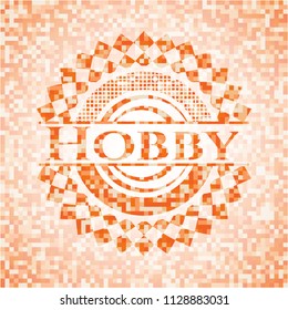 Hobby orange mosaic emblem with background