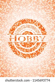 Hobby orange mosaic emblem with background