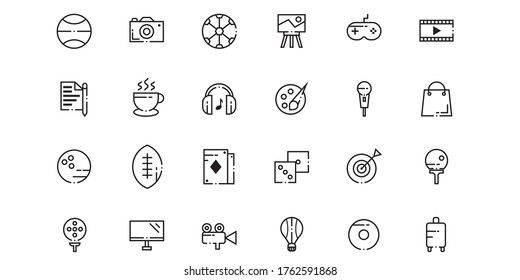 Hobby Outline Icon Pack - All elements on this template are editable with vector software
