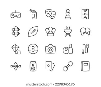 hobby premium line icons. Pack of outline objects for web and UIUX design. Icon collection