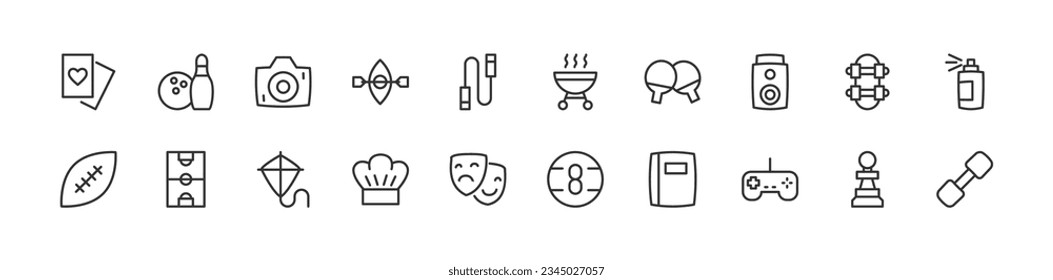 hobby premium line icons. Pack of outline objects for web and UIUX design. Icon collection