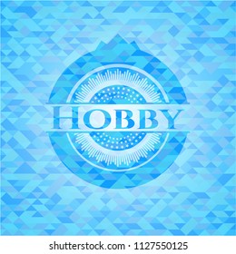 Hobby realistic light blue emblem. Mosaic background