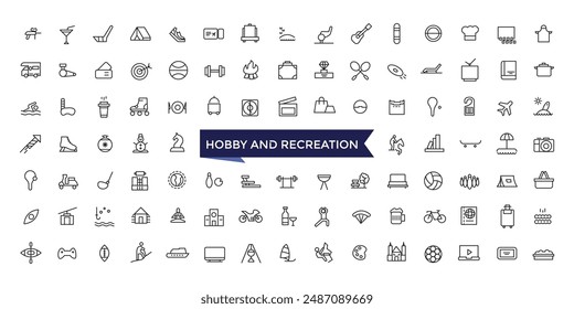 Hobby and Recreation Linear Signed Icon set with editable stroke collection for web and ui. Line icons pack. Vector illustration.
