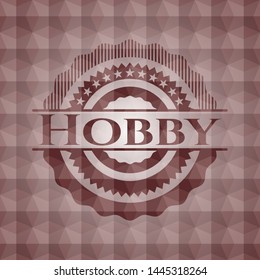 Hobby red seamless geometric badge.