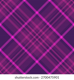 Hobby vetor padrão sem costura, fundo de tecido de textura artística. Paisley xadrez tartan verificar têxtil na paleta de cores roxo e violeta.