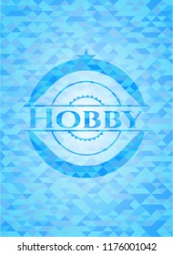 Hobby sky blue emblem with mosaic background