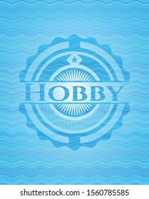 Hobby sky blue water wave emblem background. Vector Illustration. Detailed.