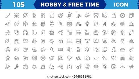 Hobby thin line icons set: reading, gaming, gardening, photography, cooking, sewing, fishing,Set of thin line web icon set, simple outline icons collection, Pixel Perfect icons.
