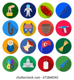 Hobby, Tourism, History, And Other Web Icon In Flat Style. Health Improvement, Sport Icons In Set Collection.