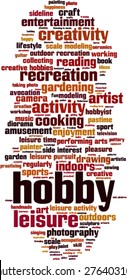 Hobby word cloud concept. Vector illustration