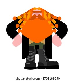 Hobgoblin, Little grandfather with beard. vector illustration