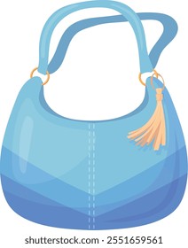 Hobo bag. Blue leather purse. Glamour fashion isolated on white background