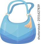 Hobo bag cartoon icon. Stylish blue purse isolated on white background