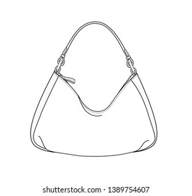 Hobo bag, daily Hobo purse, vector illustration sketch template isolated on white background