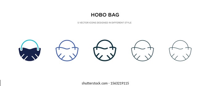 hobo bag icon in different style vector illustration. two colored and black hobo bag vector icons designed in filled, outline, line and stroke style can be used for web, mobile, ui