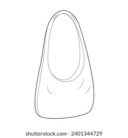 Hobo Cross-Body Bag. Fashion accessory technical illustration. Vector satchel front 3-4 view for Men, women, unisex style, flat handbag CAD mockup sketch outline isolated 