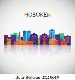 Hoboken skyline silhouette in colorful geometric style. Symbol for your design. Vector illustration.