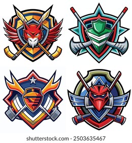 Hoceky vector logo with sheild