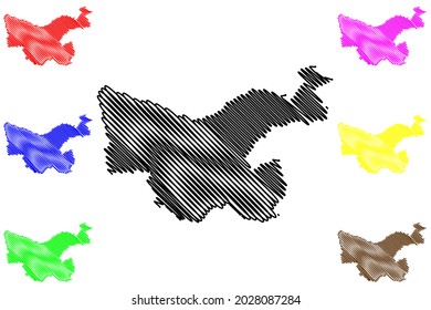 Hochsauerlandkreis district (Federal Republic of Germany, State of North Rhine-Westphalia, NRW, Arnsberg region) map vector illustration, scribble sketch Hochsauerlandkreis map