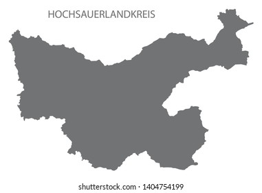 Hochsauerlandkreis grey county map of North Rhine-Westphalia DE