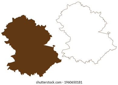 Hochtaunuskreis district (Federal Republic of Germany, rural district Darmstadt region, State of Hessen, Hesse, Hessia) map vector illustration, scribble sketch Hochtaunuskreis map