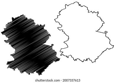 Hochtaunuskreis district (Federal Republic of Germany, rural district Darmstadt region, State of Hessen, Hesse, Hessia) map vector illustration, scribble sketch Hochtaunuskreis map