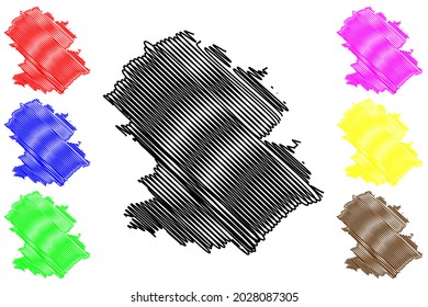 Hochtaunuskreis (Bundesrepublik Deutschland, Landkreis Darmstadt, Bundesland Hessen, Hessen, Hessia) Karte, Vektorgrafik, Skizze Hochtaunuskreis-Karte