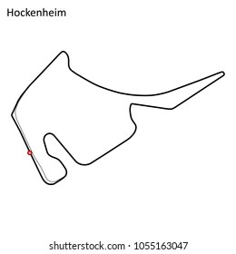 Hockenheim grand prix race track. circuit for motorsport and autosport. Vector illustration.