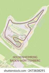 Hockenheimring Circuit, Germany map poster art