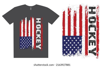 Hockey American Distressed Flag Design