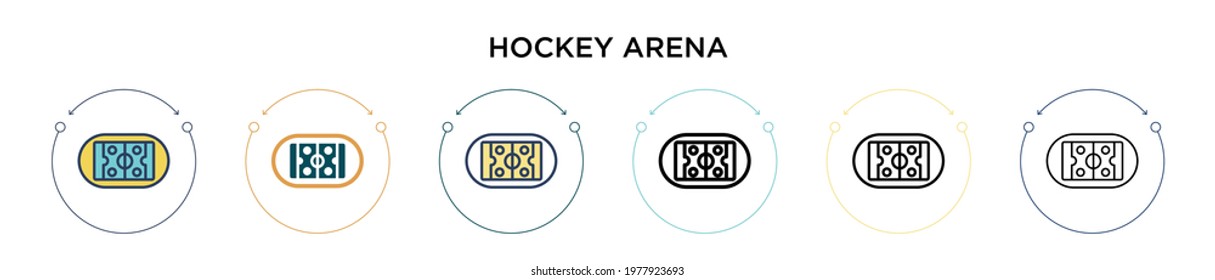 Hockey arena icon in filled, thin line, outline and stroke style. Vector illustration of two colored and black hockey arena vector icons designs can be used for mobile, ui, web