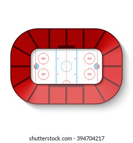 Hockey Arena, Top View Vector Illustration 