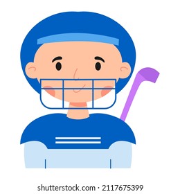 Hockey athlete avatar icon. Sport uniform avatar illustration