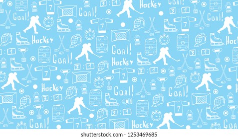 Hockey background with doodle elements. Vector illustration