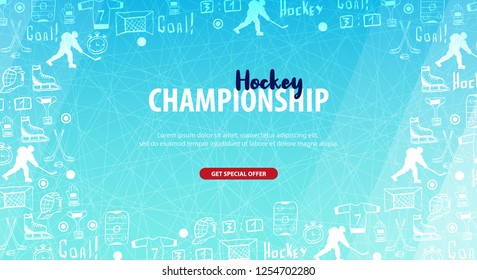Hockey background with doodle elements. Vector illustration
