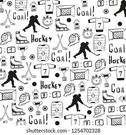 Hockey background with doodle elements. Vector illustration