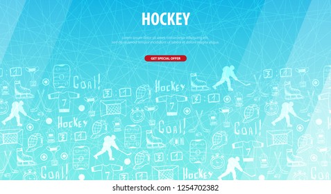 Hockey background with doodle elements. Vector illustration