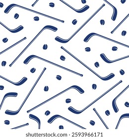 Hockey background, pattern set. Collection icons hockey. Vector