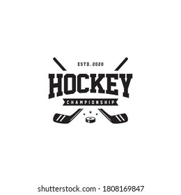 Hockey badge championship logo design vector illustration