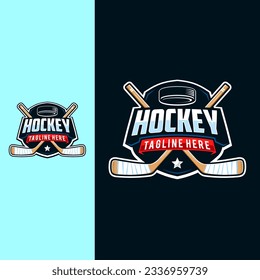 Hockey badge emblem logo. Sports label vector illustration for a hockey club