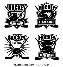 Hockey badge icon symbol set EPS 10 vector, grouped for easy editing. No open shapes or paths.