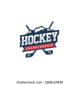 Hockey badge logo design vector illustration