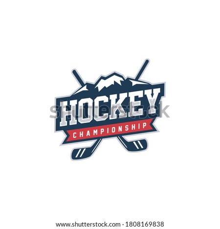 Hockey badge logo design vector illustration
