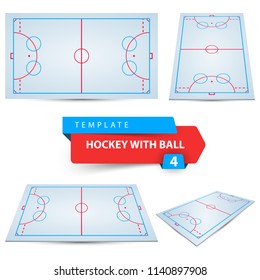 Hockey with ball. Four items template. Vector eps 10