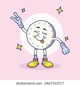 Hockey Ball Mascot Retro Character